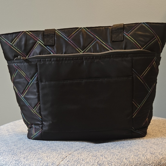 Lug Black Tote with Multicolor Stitching - Picture 2 of 3